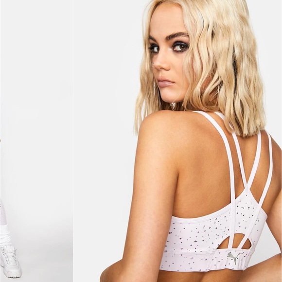 Puma Mid Impact Printed Sports Bra Sz M - Picture 3 of 5